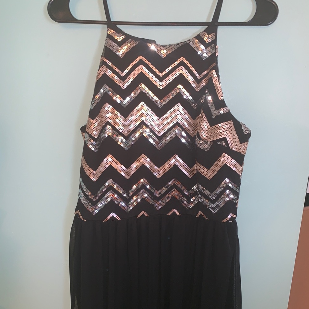 Black and Gold Sequin Dress